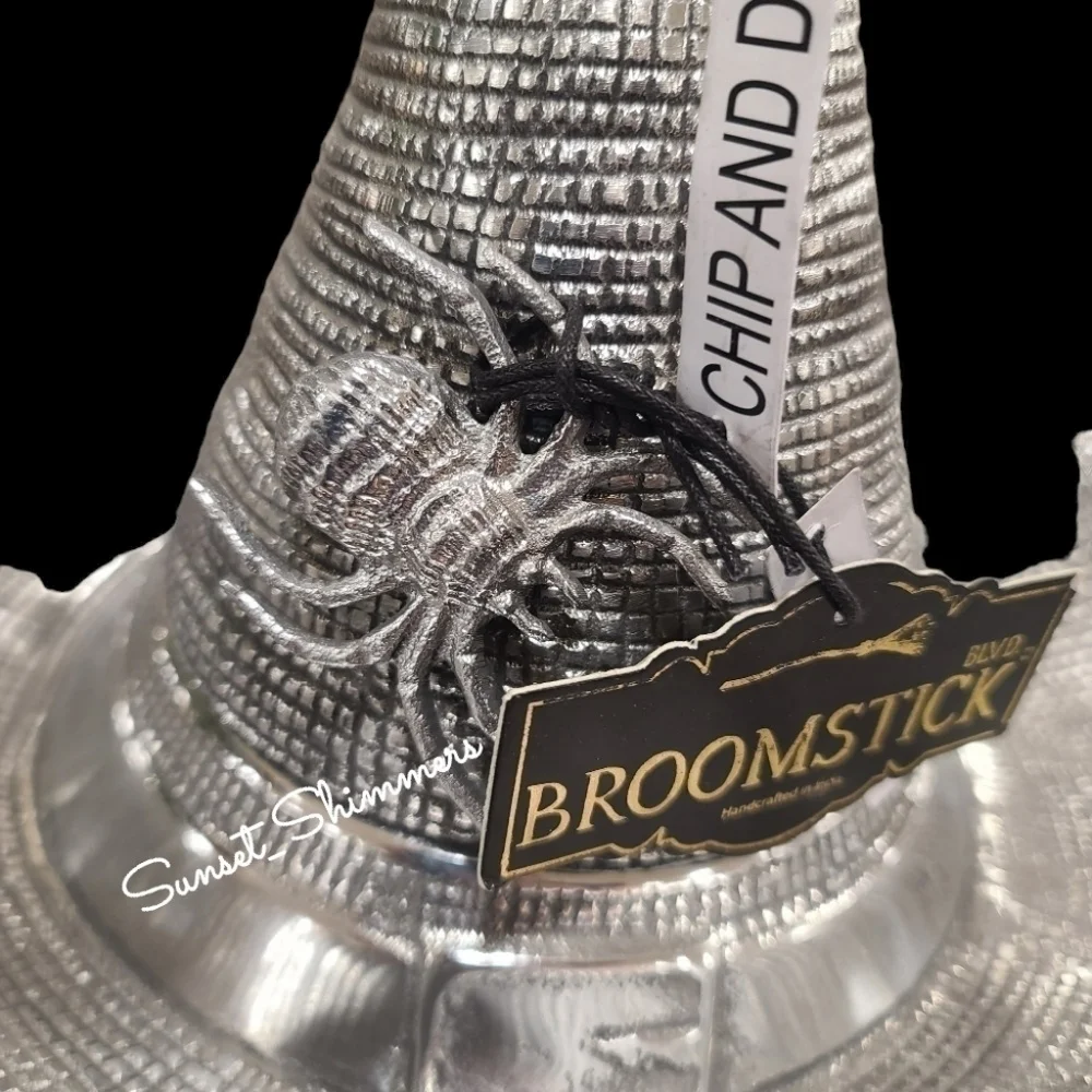 Broomstick Blvd Silver Metal Halloween Chip & Dip Witch Hat Centerpiece Decor